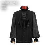 Fashion Black Soft Gothic Shirt With High Stand Collar For Men