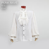 Fashion Black Soft Gothic Shirt With High Stand Collar For Men