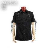 Top Sale Rope-tying Short Sleeve Denim Punk Shirts