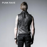 Brown Sleeveless Punk Vest With Standing Collar