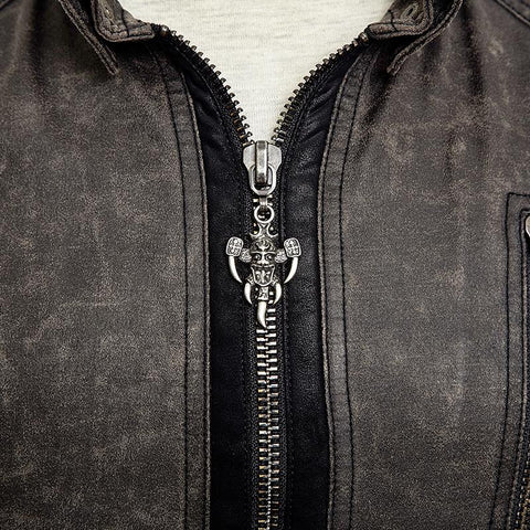 Brown Sleeveless Punk Vest With Standing Collar