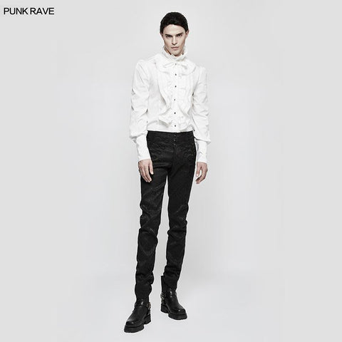 Black Bubble Long Sleeve Gothic Shirt With Lace High Collar