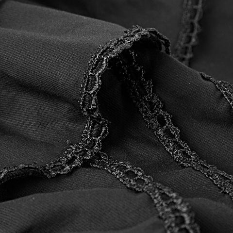 Black Bubble Long Sleeve Gothic Shirt With Lace High Collar