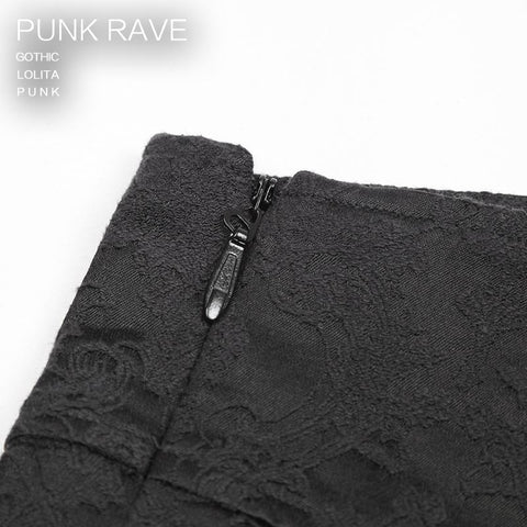 Punk Black Winter Flower Pattern Men Slim Gothic Pants