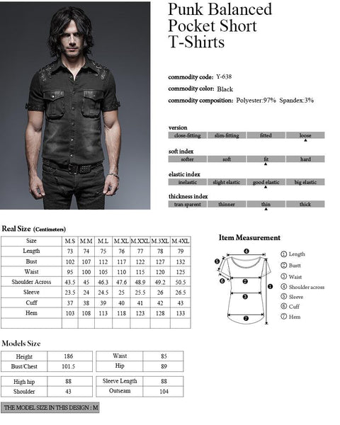 Causal Tie-dye Short Sleeves Punk Shirts With Two Pockets