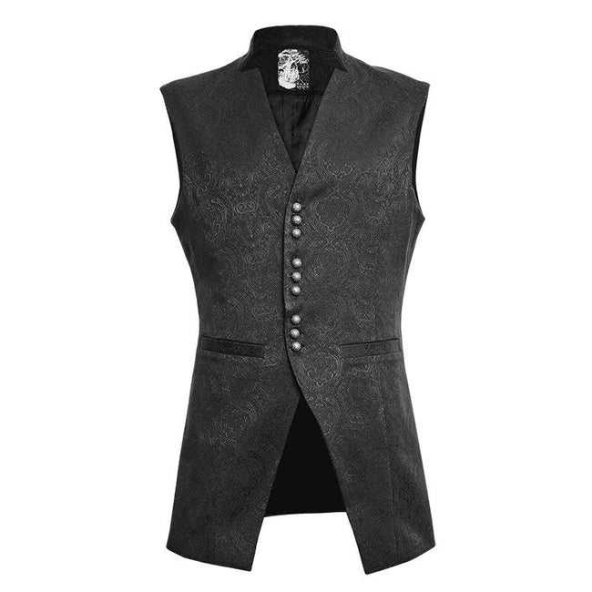 Winter Luxury Flower Pattern Gothic Vest With Stand-up Collar