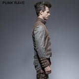 Steampunk Zipped Short Punk Jacket With Stand-up Collar