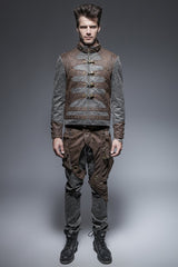 Steampunk Zipped Short Punk Jacket With Stand-up Collar