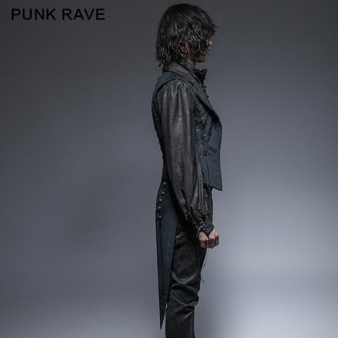 Blue Long Gorgeous Tuxedo 100% Polyester Gothic Coat