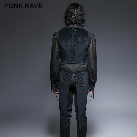 Blue Long Gorgeous Tuxedo 100% Polyester Gothic Coat