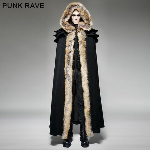 Long Cloak Gothic Trench Coats With Excellent Wool Collar