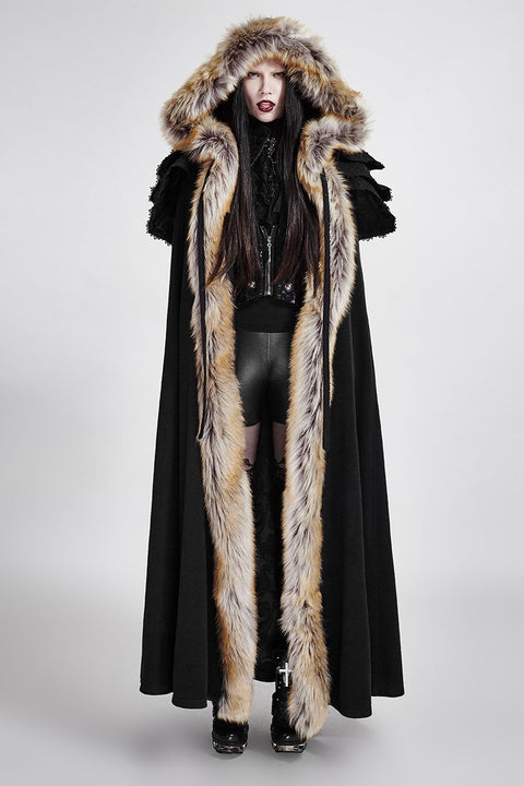 Long Cloak Gothic Trench Coats With Excellent Wool Collar