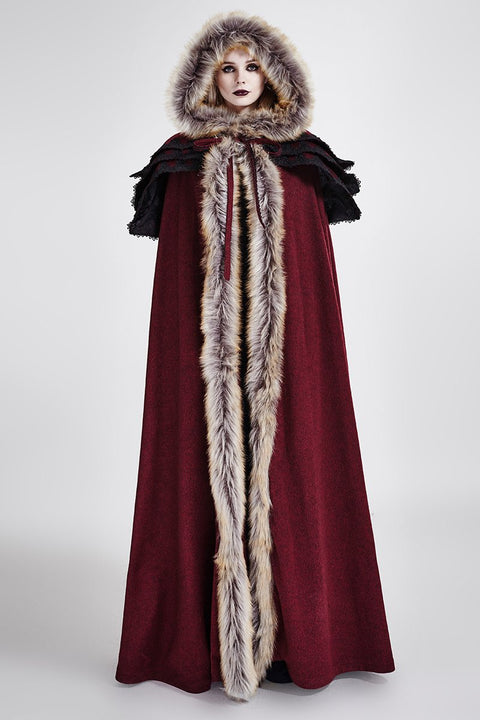 Long Cloak Gothic Trench Coats With Excellent Wool Collar