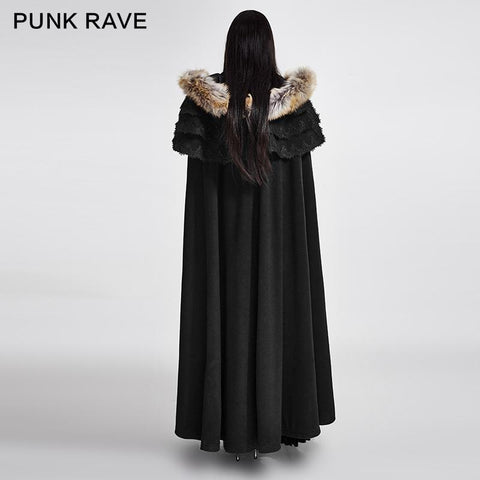 Long Cloak Gothic Trench Coats With Excellent Wool Collar