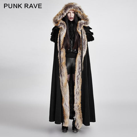 Long Cloak Gothic Trench Coats With Excellent Wool Collar