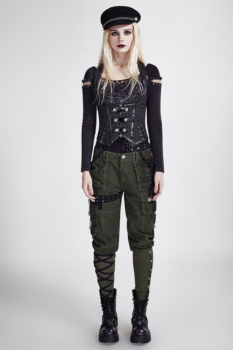 Vertical Stripes Shaped Punk Vest For Ladies