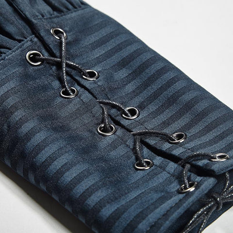 Great Black Striped Punk Shirts With Vertical Sense Plaids