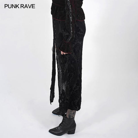 Swallow tail velvet slit skirt