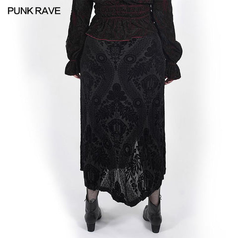 Swallow tail velvet slit skirt