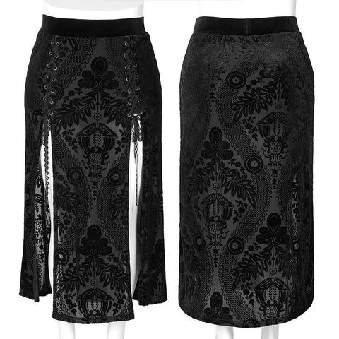 Swallow tail velvet slit skirt