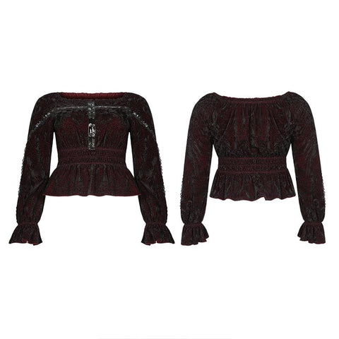 Punk horizontal collar T-shirt