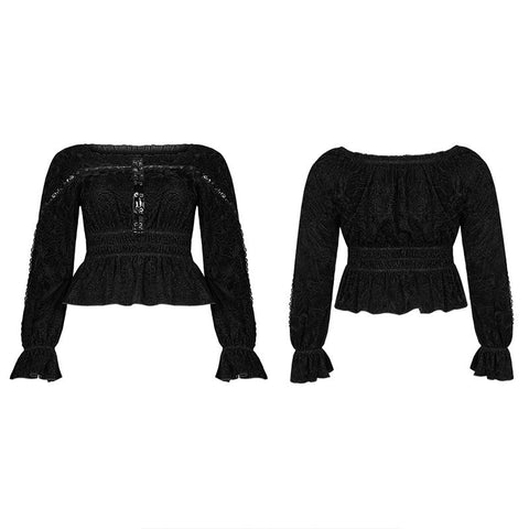 Punk horizontal collar T-shirt