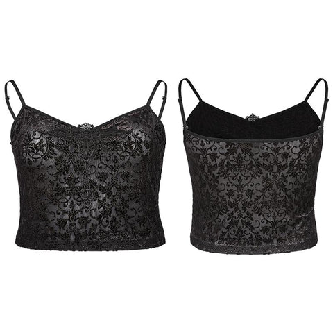 Sexy gothic velvet flower camisole