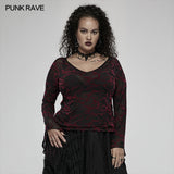 Daily goth v-neck mesh T-shirt