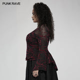 Daily goth v-neck mesh T-shirt