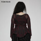 Daily goth v-neck mesh T-shirt
