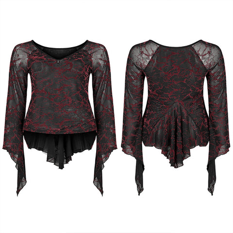 Daily goth v-neck mesh T-shirt