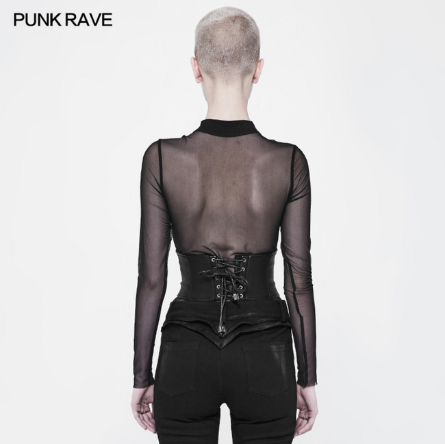 PUNK RAVE leather black girdles corset