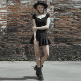 Black fake two-piece skirt