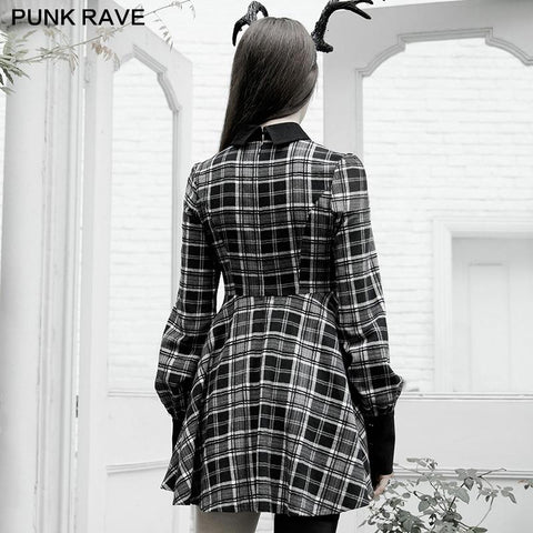 Plaid court collect waist dress