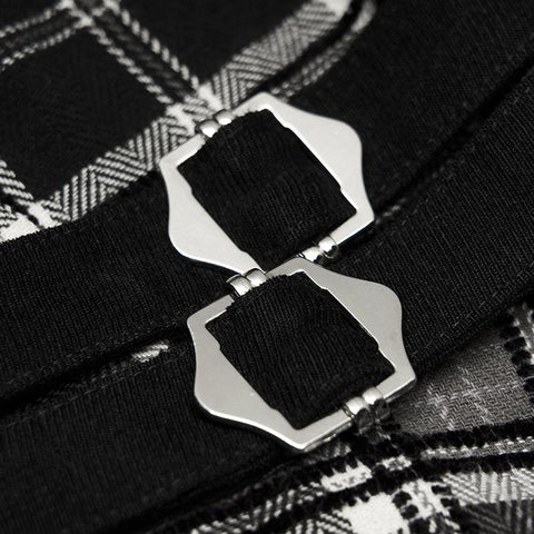 Plaid court collect waist dress