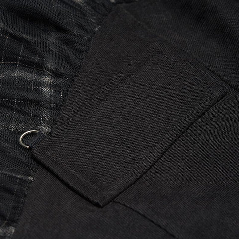 "PUNK" series mesh stitched plaid high-waisted skirt