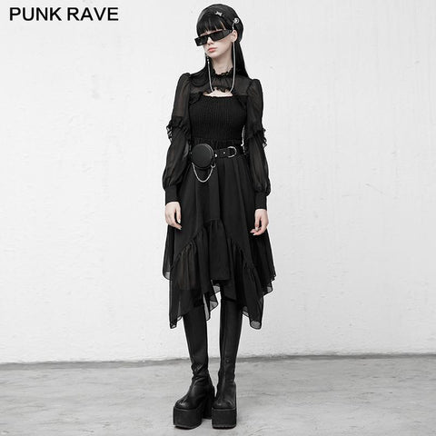 Printed chiffon long dress