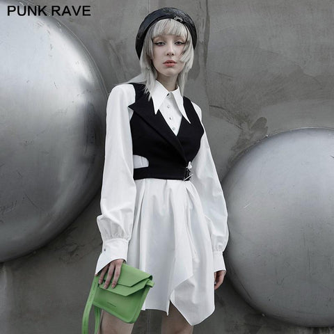 Asymmetric lower hem shirtdress