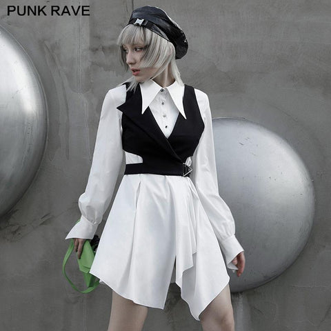 Asymmetric lower hem shirtdress