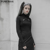 Punk cross-shoulder strap long sleeve T-shirt