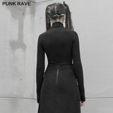 Punk cross-shoulder strap long sleeve T-shirt