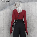 Collor padded shoulders Slim long sleeve t-shirt