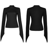 Collor padded shoulders Slim long sleeve t-shirt