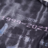 "Millennium E-Worm" high neck elastic mesh print top