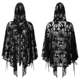 Deer pattern brooch decoration Hood cape style lace coat