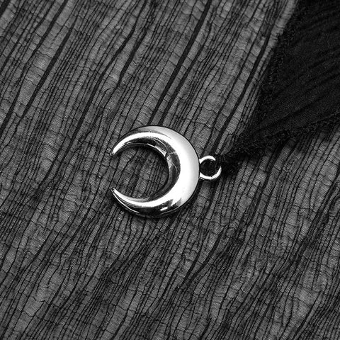 long Pointed cap pleat chiffon coat