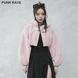 Cute ears drawstring cap short coat