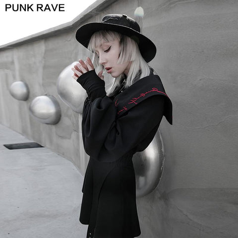 Navy collar embroidered short coat