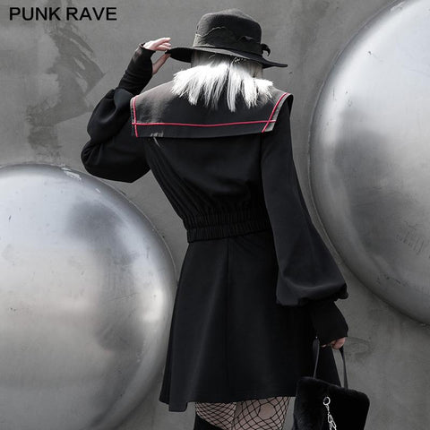 Navy collar embroidered short coat