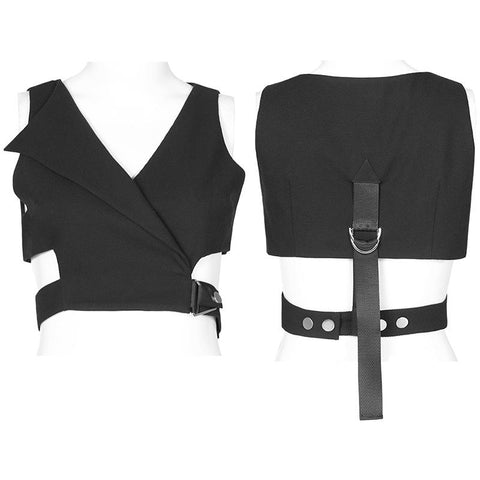 Asymmetry turn-down collar short waistcoat